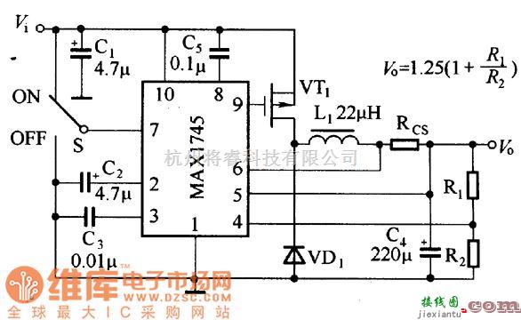 DC-DC中的MAX1745应用电路图  第1张