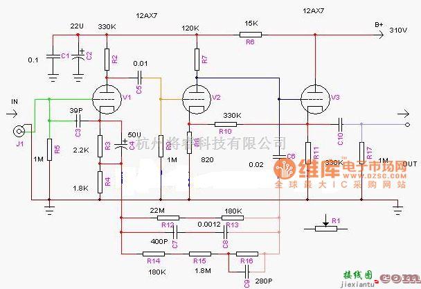 仪表放大器中的麦景图C22唱放前级放大器电路图  第1张