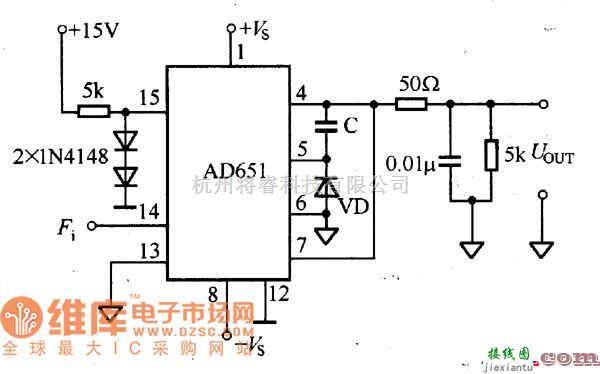 稳压电源中的AD 651F/V转换电路图  第1张