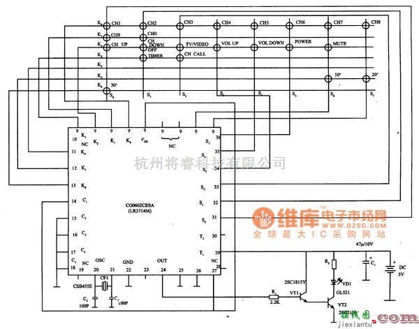 遥控发射中的CGO602CESA单片遥控发射器集成电路图  第2张