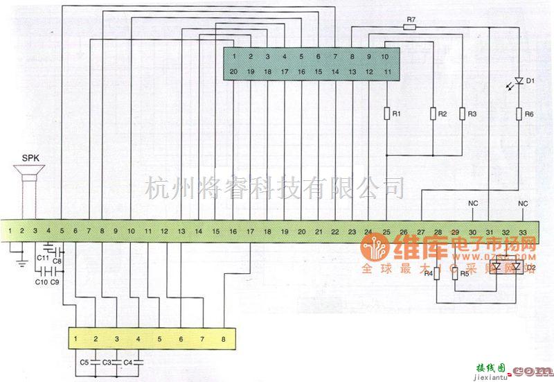 综合电路中的京瓷KZ820型手机排线电路原理图  第1张