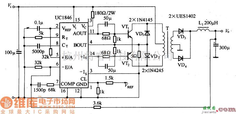 稳压电源中的UC1846典型应用电路图  第1张