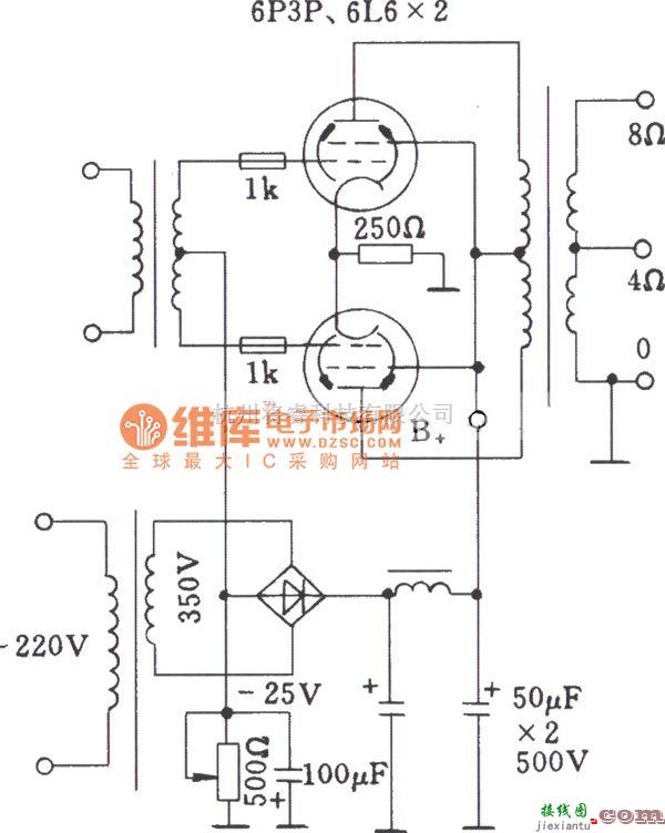 电子管功放中的电子管固定栅负压方式功放电路图  第2张