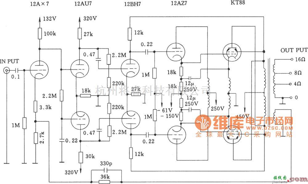 电子管功放中的麦景图功放MC-275电路图  第1张