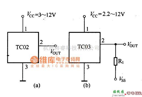 温度传感电路中的TCO2/TCO3型温度传感器典型应用电路图  第1张