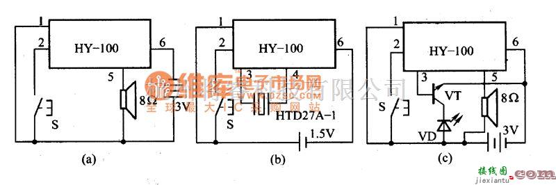 音频电路中的HY-100系列音乐集成电路图  第2张