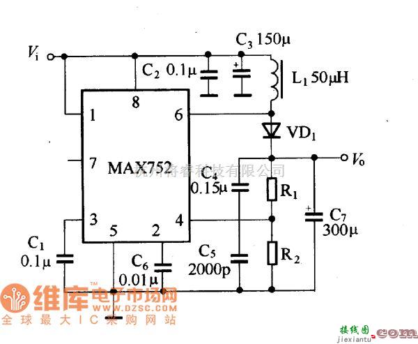 DC-DC中的MAX752应用电路图  第1张