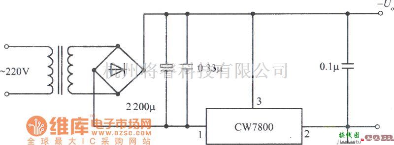 电源电路中的固定输出的集成稳压电源基本电路图  第1张