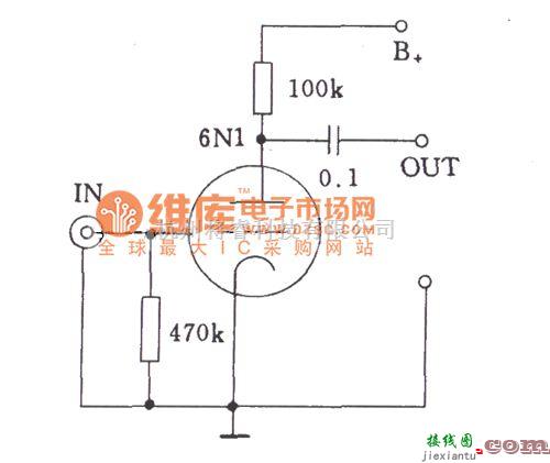 电子管功放中的电子管输入电压放大器的输入方式电路图  第1张