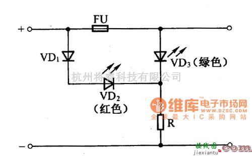 电流环放大电路中的直流低压保险丝熔断指示电路图  第1张