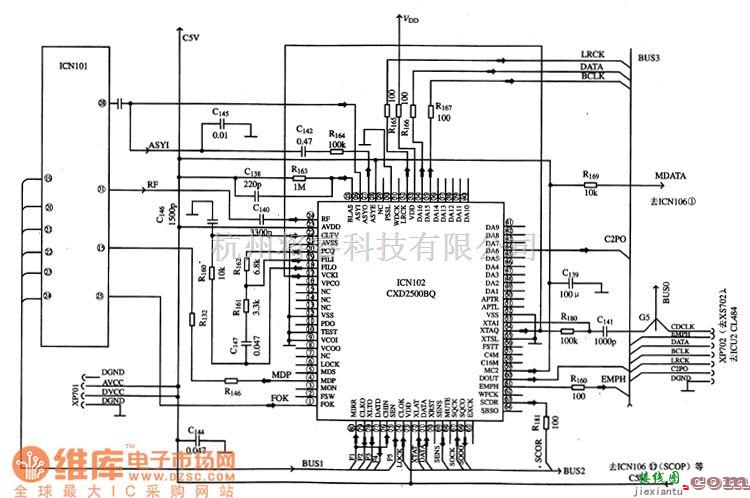 数字电路中的CXD250OBQ数字信号处理LSI集成电路图  第6张