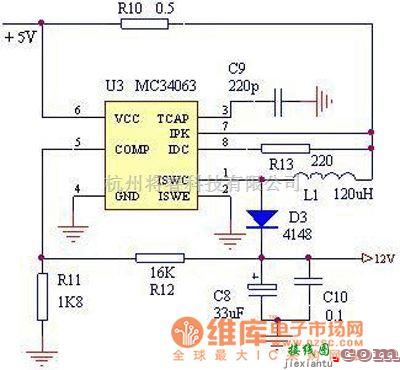 稳压电源中的5V转12V升压电路图  第1张