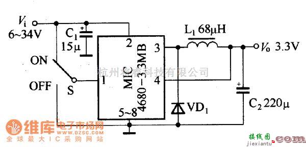 DC-DC中的MIC4680-3.3BM应用电路图  第1张