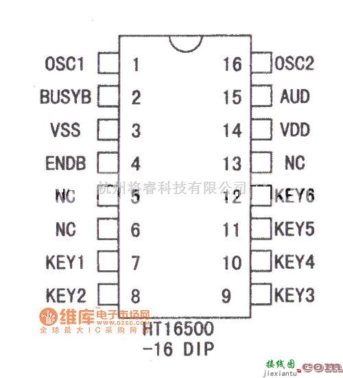 语音电路中的HT16500语音集成芯片电路图  第1张