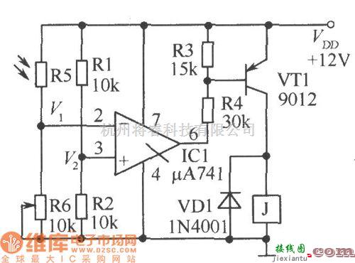 光敏电阻中的一种精密光亮光控电路图  第1张