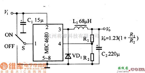 DC-DC中的MIC4680应用电路图  第1张