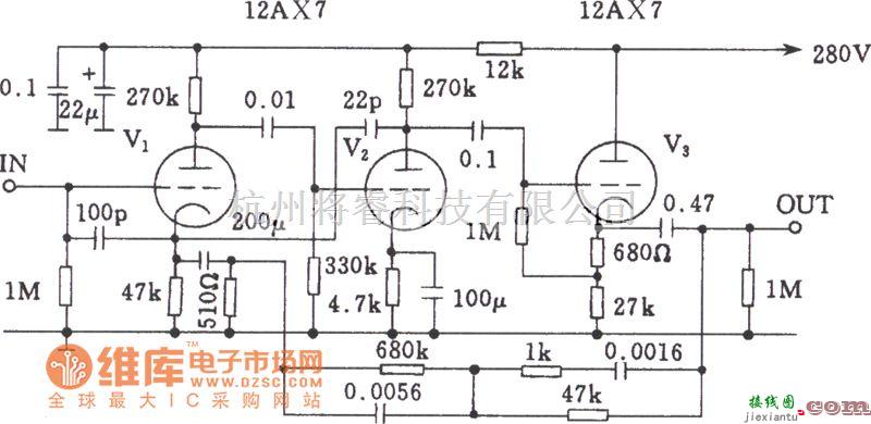 电子管功放中的Mamn-7电子管前级均衡放大电路图  第1张