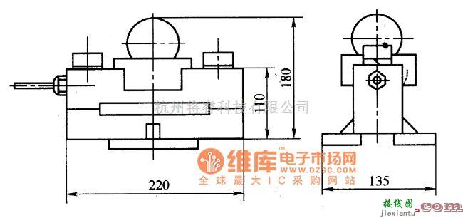 转速、角速度、加速度传感器中的CL-YB-405型桥式力传感器外形电路图  第1张