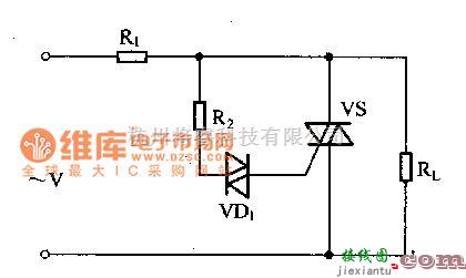 保护电路中的双向触发二极管触发双向晶闸管的过压保护电路  第1张