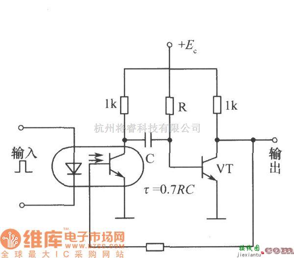 光电耦合器中的光电耦合器组成的单稳态电路图  第1张