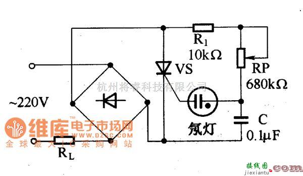 晶闸管控制中的氖灯触发电路图  第1张