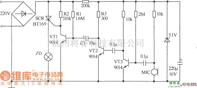 光敏电阻中的音频监视系统电路图  第2张