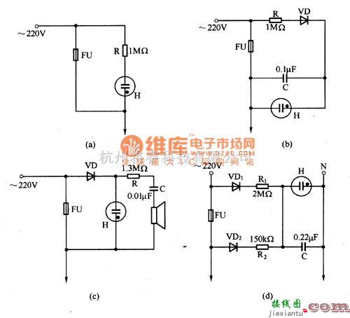 综合电路中的熔断保险丝熔断指示电路图  第1张