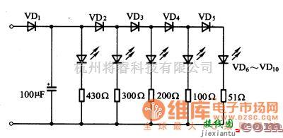 光敏二极管、三极管电路中的无源发光二极管输出电平指示电路图  第1张