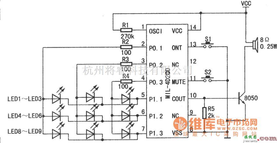 语音电路中的120秒倒计时音乐提醒器电路图  第1张