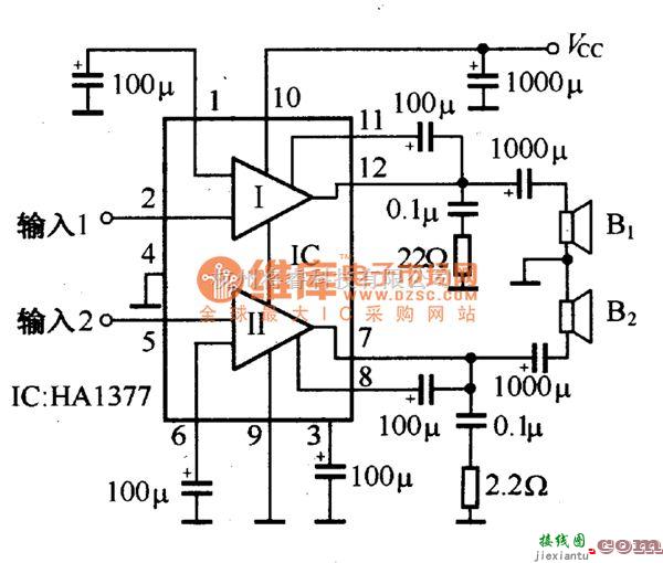 稳压电源中的集成功率放大器应用参考电路图  第4张