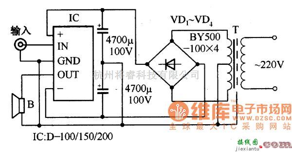 稳压电源中的集成功率放大器应用参考电路图  第6张