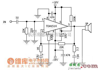 仪表放大器中的TDA1514(40W+40W)放大器电路图  第1张