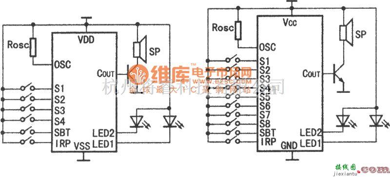 语音电路中的HY8000与LED相连应用电路图  第1张