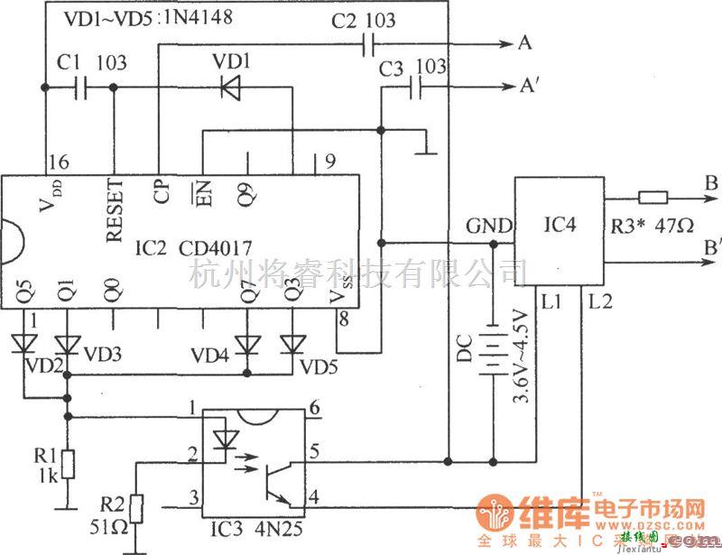 光电耦合器中的让电话发出音乐声(一)电路图  第2张