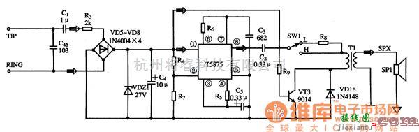 综合电路中的T5875振铃集成电路图  第2张