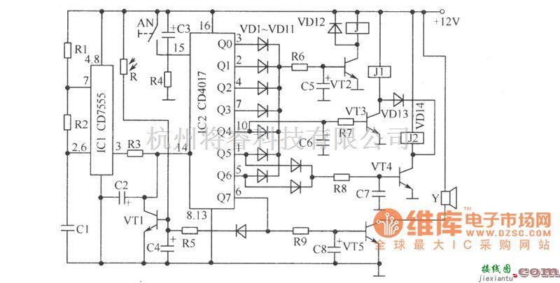 光敏电阻中的常用集成块制成的油炉控制电路图  第1张