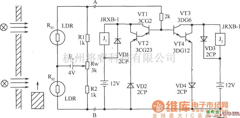 光敏电阻中的鉴别物体运动方向电路图  第1张