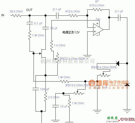 模拟电路中的模拟压限器电路原理图  第1张