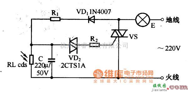 灯光控制中的光控闪烁警示灯电路图  第1张