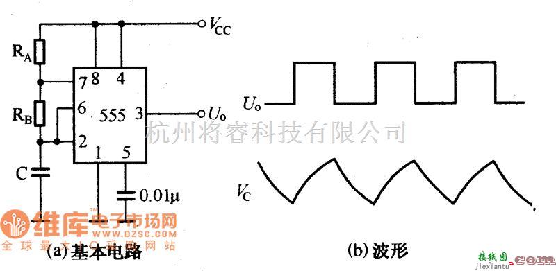 振荡电路中的555多谐振荡器电路图  第1张