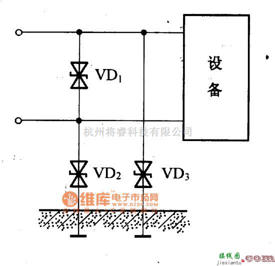 保护电路中的设备防雷保护电路图  第1张