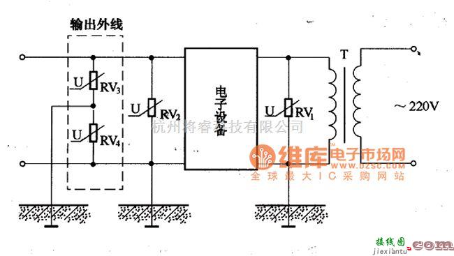 保护电路中的电子设备防雷保护电路图  第1张