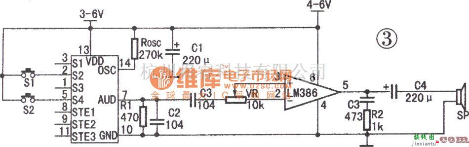 语音电路中的ML-01G与LM386相连应用电路(语音播放)电路图  第1张