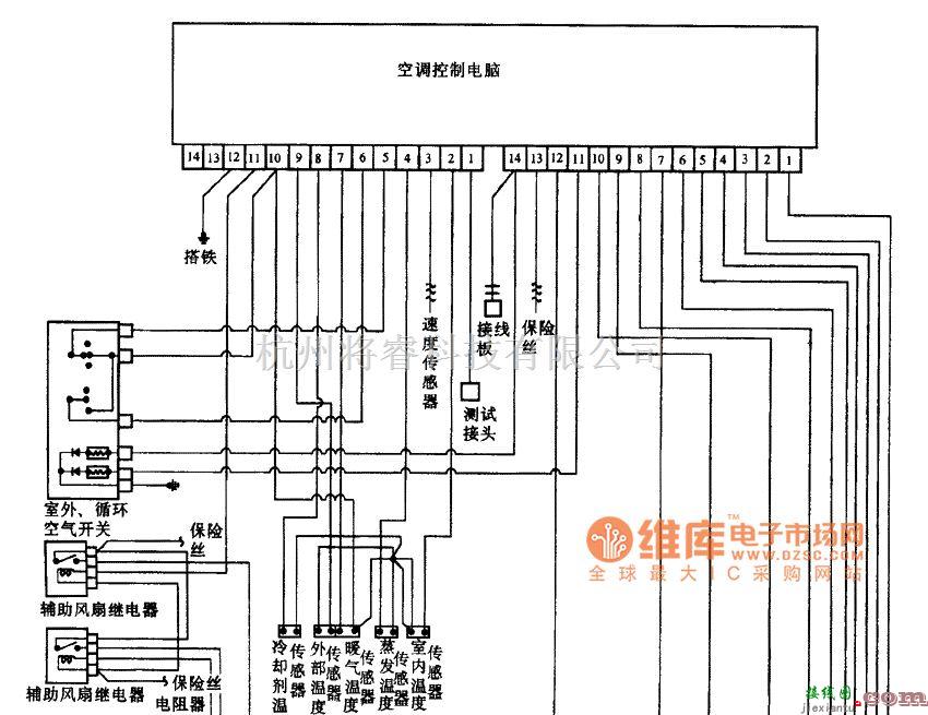 奔驰中的BENZ 300SE/300SEL空调电路图  第1张