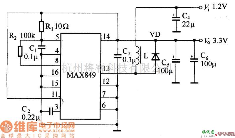 DC-DC中的MAX849应用电路图  第1张