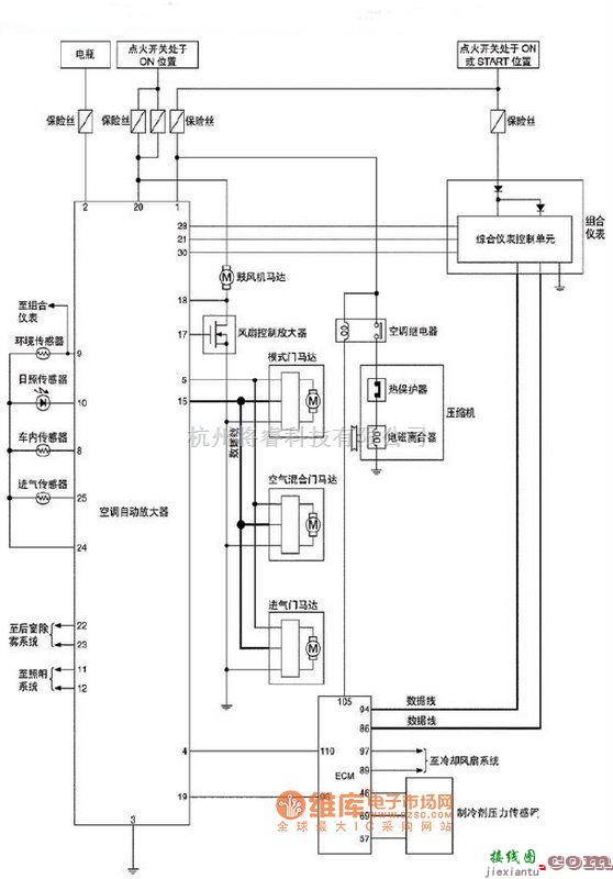 东风日产T30空调系统汽油发动机车型电路图  第1张