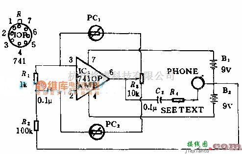 光电接收中的可听式光探测器电路图  第1张