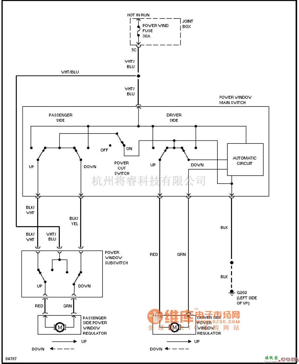 马自达中的mazda　电动窗电路图  第1张