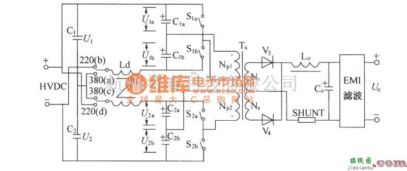 通信电源中的DMAl0双半桥变换电路原理电路图  第1张