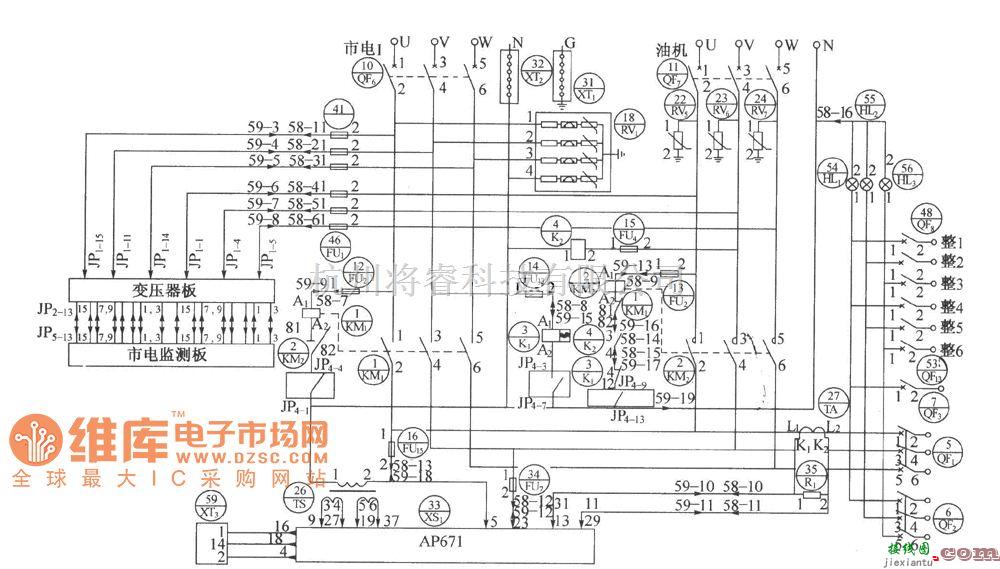 通信电源中的DUM23-48／300II交流配电单元电原理电路图  第1张